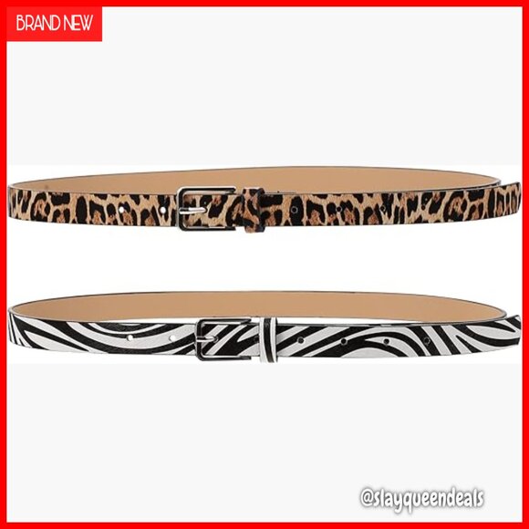 2-Pack Leopard Zebra Print Belts for Women, Imitation Leather Fashion main image 6
